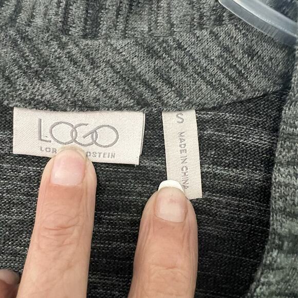 Logo Lori Goldstein Zip Front Cardigan Knit Sweater Small Sharkbite Hem Flowy - Picture 6 of 13